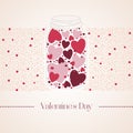 Romantic red gummi candy in the form of heart in a glass jar. Vector illustration to Valentine`s Day