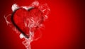 Romantic red love heart with smoke on background for copy space