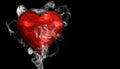 Romantic red love heart with smoke on background for copy space