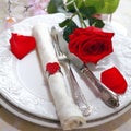 Romantic Red Rose Table Setting Royalty Free Stock Photo