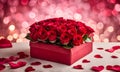 Romantic red roses gift box for a heartfelt Valentine\'s Day card