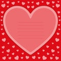 Romantic red Valentine postcard with heart. Vector. Royalty Free Stock Photo