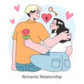 Romantic relationship. Cute romantic couple tender moments and gestures