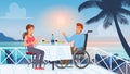 Romantic relationship and marriage of disabled people, man with disability and girl