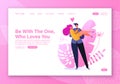 Romantic relationship theme for website landing page. Couple in love.