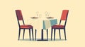 Romantic Dinner Setting Two Chairs at a Table with Place Settings and Wine Glasses Royalty Free Stock Photo