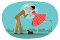 Romantic retro couple kissing Royalty Free Stock Photo