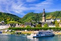 Romantic Rhein river cruises. Beautiful Cochem town. Germany Royalty Free Stock Photo