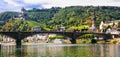 Romantic river Rhein - medieval Cochem town. View of bridge and Royalty Free Stock Photo