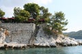 Romantic rock place with restaurant on the cliff Royalty Free Stock Photo