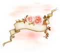 Romantic rose background with banner and beautiful roses Royalty Free Stock Photo