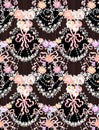 Romantic Roses Garland Multicolor Vector Seamless Pattern