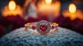 Romantic Ruby Ring with Candles in the Background Generative AI Royalty Free Stock Photo