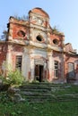 Romantic ruins of beautiful old abandoned manor in the park