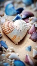 Romantic Sands: Beachside Seashell. Generative AI Royalty Free Stock Photo