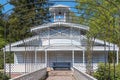 Romantic scaffold spanned by a graceful arcade overlooking a folly Royalty Free Stock Photo