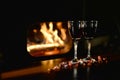 Romantic scene with glasses of wine
