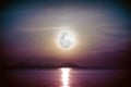 Romantic scenic with full moon on sea to night. Reflection of mo Royalty Free Stock Photo