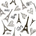 Romantic seamless eiffel tower Paris background Royalty Free Stock Photo