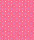 Simple seamless floral pattern with blue and small white flowers on a pink background in vintage style Baby Doll Ditsy Dress Royalty Free Stock Photo