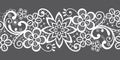 Romantic seamless lace vector pattern, decorative textile or embroidery design in white on gray background Royalty Free Stock Photo