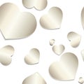 Romantic seamless pattern with glossy silver hearts