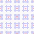 Romantic seamless pattern with hashtags and hearts. Cute girl print.