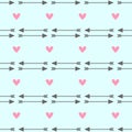 Romantic seamless pattern with hearts and arrows. Cute print. Vector illustration. Royalty Free Stock Photo