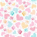 Romantic seamless pattern with hearts, and butterflies.