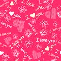 Romantic seamless pattern with hearts