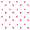 Romantic seamless pattern with pink hearts on a white background, vector