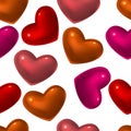 Seamless pattern with red glass hearts Royalty Free Stock Photo