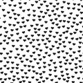 Romantic seamless pattern with tiny black hearts. Abstract repeating. Cute backdrop. White background. Template for