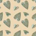 Romantic seamless pattern with watercolour hearts, wedding or Valentines Day decor