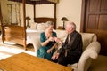 Romantic senior couple celebrating Royalty Free Stock Photo