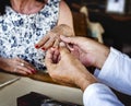 Romantic senior couple getting engaged Royalty Free Stock Photo