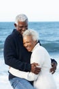 Romantic Senior Couple Hugging On Beach Royalty Free Stock Photo