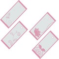 Romantic set of labels with pink silhouette of flowers. Royalty Free Stock Photo