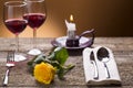 Romantic set table with candle light Royalty Free Stock Photo