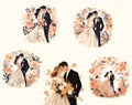 Romantic set wedding illustrations png