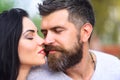 Romantic sexy couple kiss, close up face portrait. Sensual couple in love kiss. Passion, dating and love. Young Royalty Free Stock Photo