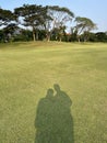 Romantic shadow couple in golf course