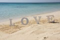 Romantic sign on a tropical beach paradise Royalty Free Stock Photo