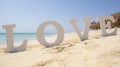 Romantic sign on a tropical beach paradise Royalty Free Stock Photo