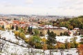 Romantic snowy colorful autumn Prague Royalty Free Stock Photo