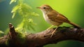 Romantic Soft Focus: Nightingale On Wood Branch In Ethereal Light