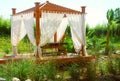 Romantic spa pavilion with curtain Royalty Free Stock Photo