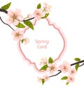 Romantic Spring Card with Blossoming Tree Branches
