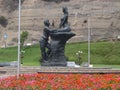 Romantic statue at the coastline in Chorrillos, Lima