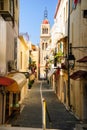 Romantic street in Rethymno, Crete, Greece Royalty Free Stock Photo